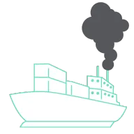 Containership icon with heavy smoke