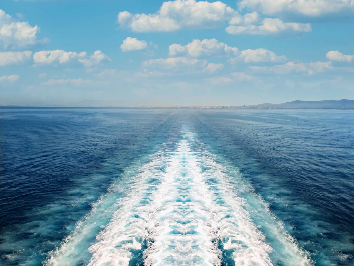 Wake of a ship in ocean