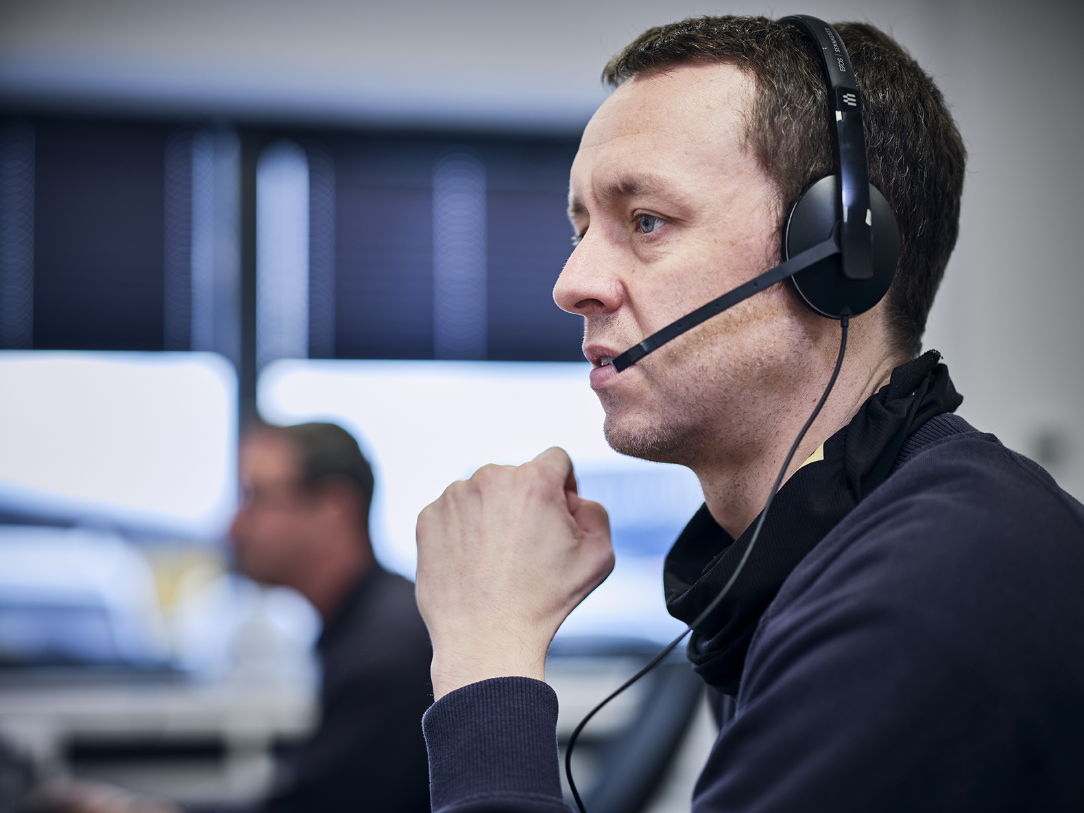 Freight operator at work on the phone