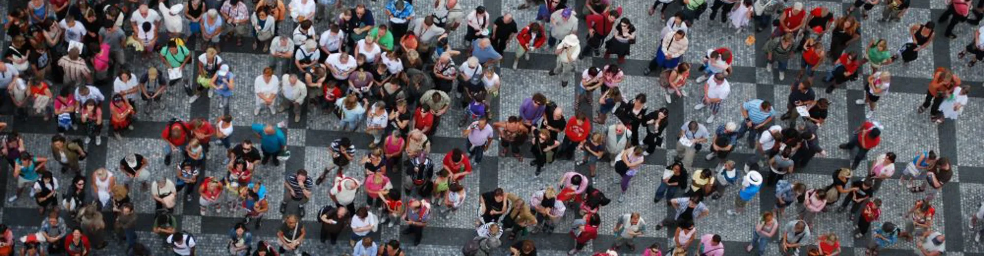 PRAGUE July 21, 2009 - Aerial photograph of people visiting the Old Town Square