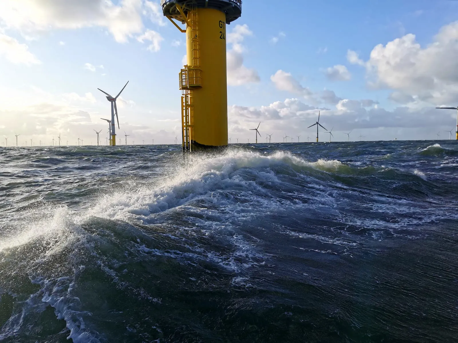 water foundation, sea, wind turbine