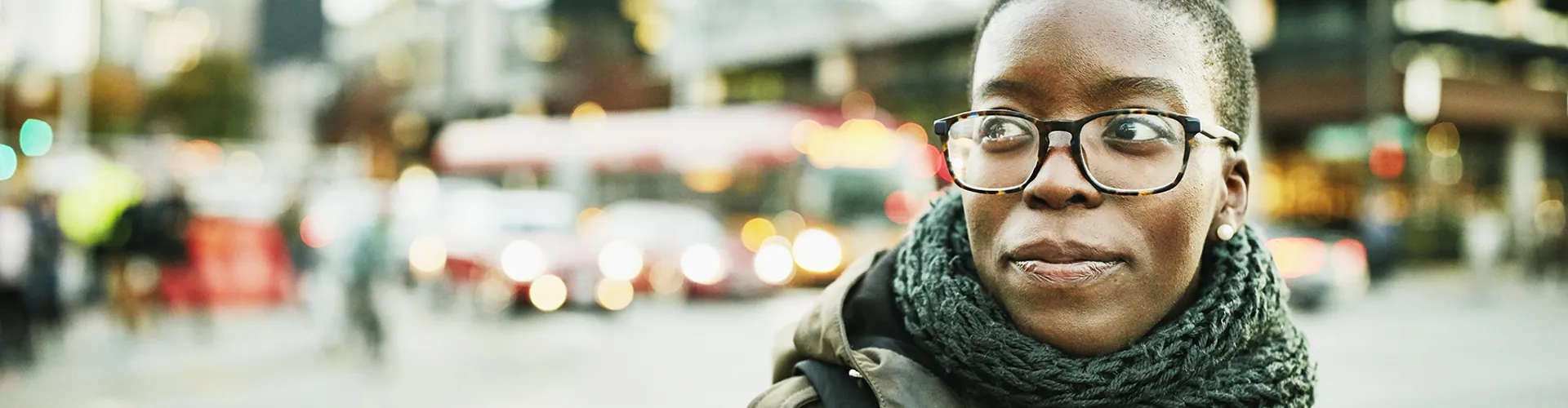Portrait of businesswoman on street while commuting to work
