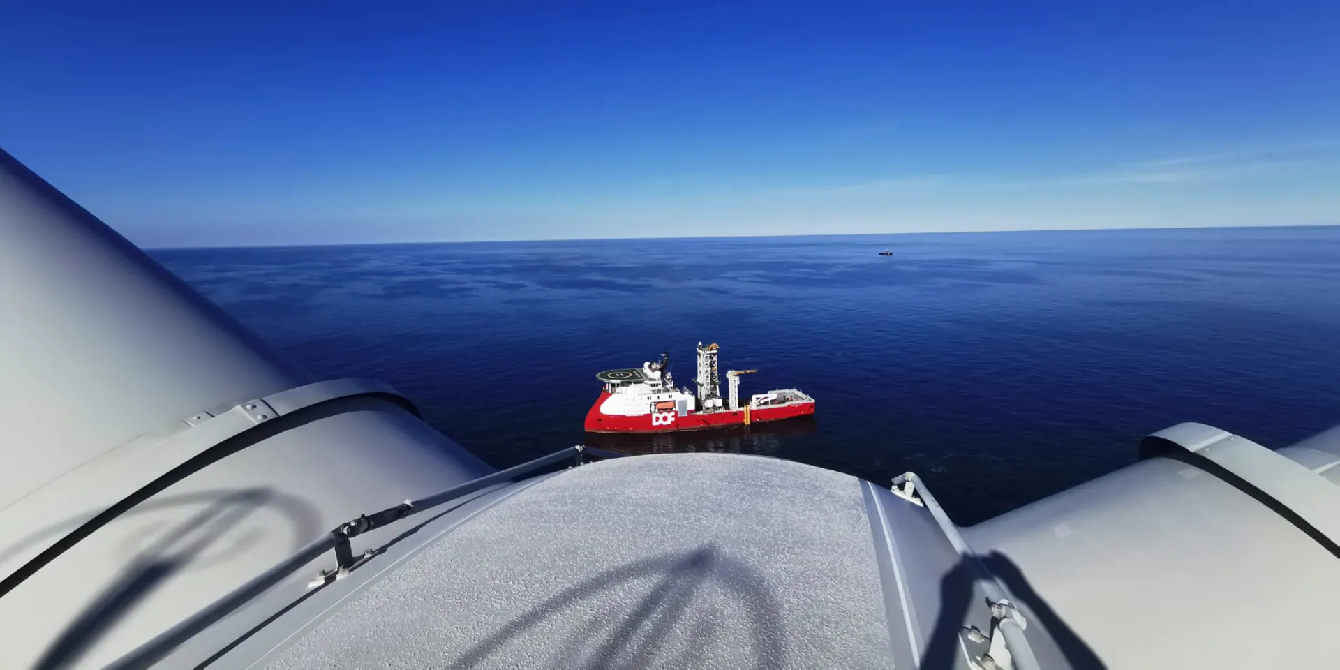 View of OSV from the top of a wind turbine
