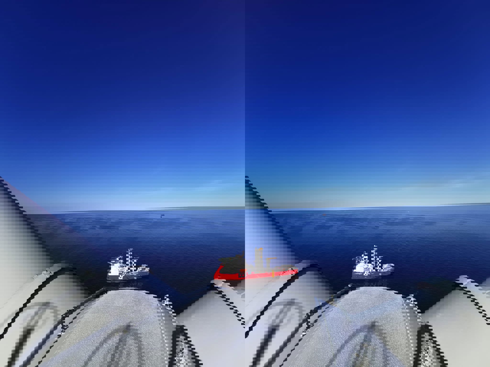 View of OSV from the top of a wind turbine